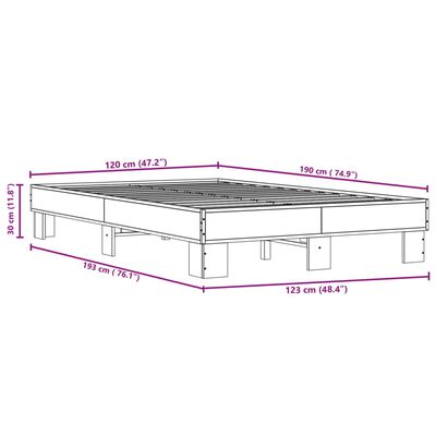 vidaXL fekete szerelt fa és fém ágykeret 120 x 190 cm