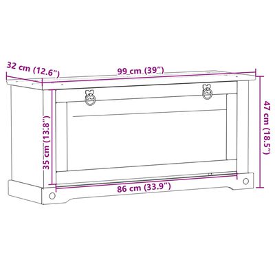 vidaXL Corona tömör fenyőfa cipőszekrény 99x32x47 cm