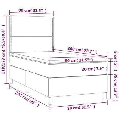 vidaXL fekete műbőr rugós ágy matraccal 80 x 200 cm