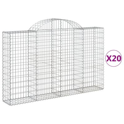 vidaXL 20 db íves horganyzott vas gabion kosár 200x30x120/140 cm