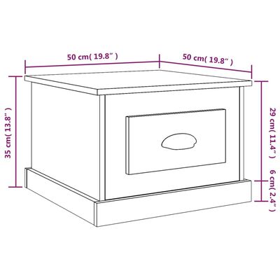 vidaXL barna tölgyszínű szerelt fa dohányzóasztal 50 x 50 x 35 cm