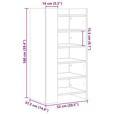 vidaXL fekete szerelt fa cipőszekrény 52 x 37,5 x 100 cm