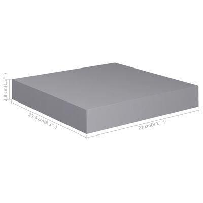 vidaXL 2 db szürke MDF lebegő fali polc 23 x 23,5 x 3,8 cm