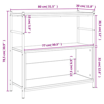 vidaXL barna tölgyszínű szerelt fa és vas íróasztal 80 x 30 x 78,5 cm