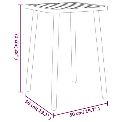 vidaXL antracitszürke acél kerti asztal 50 x 50 x 71 cm