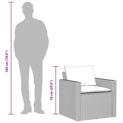 vidaXL 4 részes fekete polyrattan kerti ülőgarnitúra párnákkal