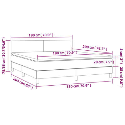 vidaXL fehér műbőr rugós ágy matraccal és LED-del 180x200 cm