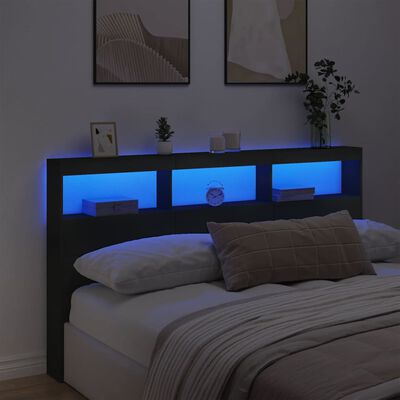 vidaXL fekete áthidalószekrény LED-világítással 180 x 17 x 102 cm