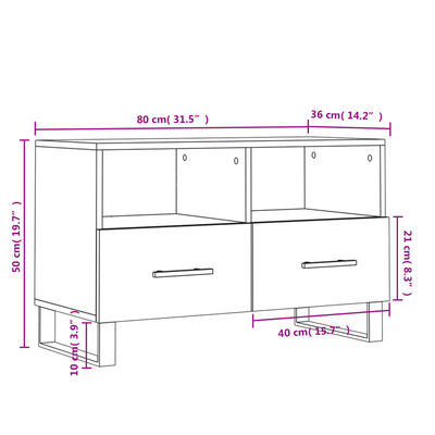 vidaXL szürke sonoma színű szerelt fa TV-szekrény 80x36x50 cm