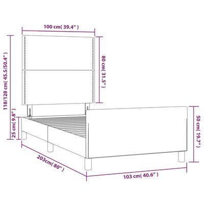 vidaXL krémszínű szövet ágykeret fejtámlával 100 x 200 cm