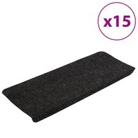 vidaXL 15 db antracitszürke öntapadó lépcsőszőnyeg 65x24,5x3,5 cm