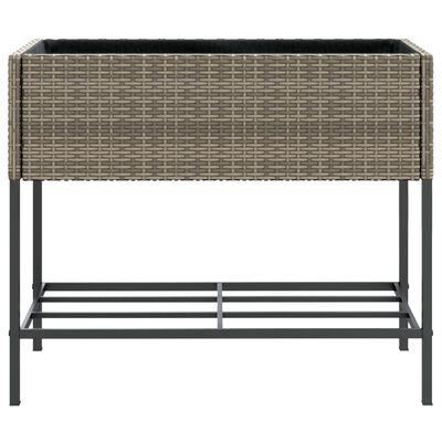 vidaXL 2 db szürke polyrattan kerti ültetőláda polccal 90 x 40 x 75 cm