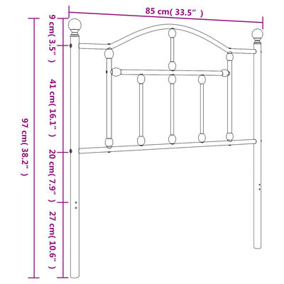 vidaXL fehér fém fejtámla 80 cm