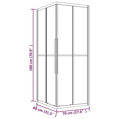 vidaXL fekete ESG tejüveg zuhanykabin 80 x 70 x 180 cm