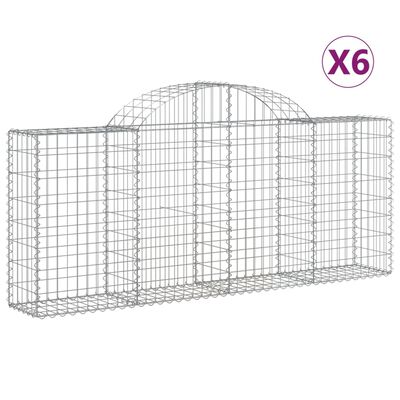 vidaXL 6 db íves horganyzott vas gabion kosár 200x30x80/100 cm