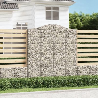 vidaXL 7 db íves horganyzott vas gabion kosár 200x50x220/240 cm