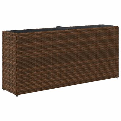 vidaXL 2 db barna polyrattan kerti ültetőláda 2 cseréppel 90x20x40 cm