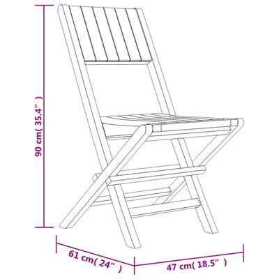 vidaXL 4 db tömör tíkfa összecsukható kerti szék 47 x 61 x 90 cm