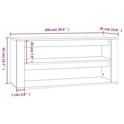 vidaXL barna tölgy színű szerelt fa cipőtartó 100x35x45 cm