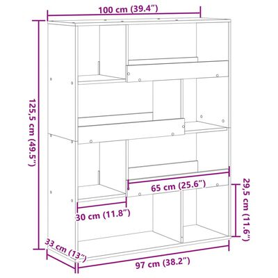 vidaXL fehér szerelt fa térelválasztó 100 x 33 x 125,5 cm