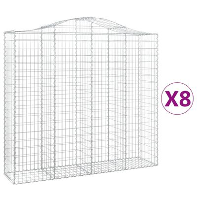 vidaXL 8 db íves horganyzott vas gabion kosár 200x50x180/200 cm