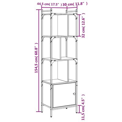 vidaXL fekete szerelt fa könyvespolc ajtóval 44,5 x 30 x 154,5 cm