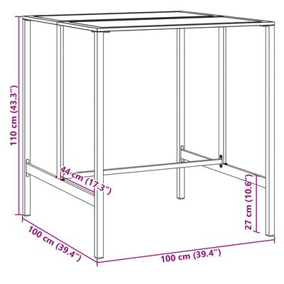 vidaXL fekete porszórt acél bárasztal 100 x 100 x 110 cm