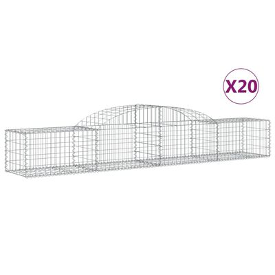 vidaXL 20 db íves horganyzott vas gabion kosár 300x50x40/60 cm