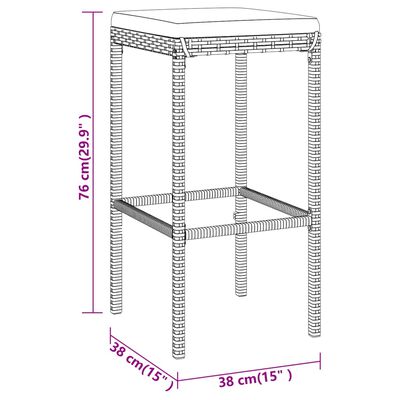 vidaXL 11 részes szürke polyrattan kerti bárszett párnákkal