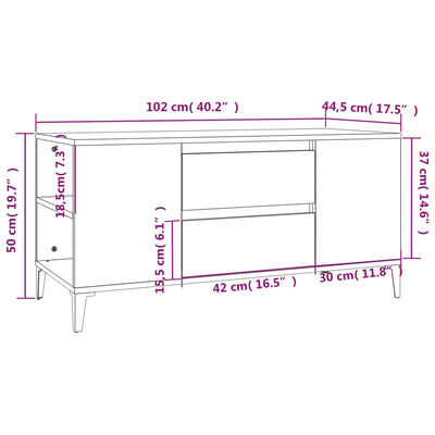 vidaXL sonoma tölgy színű szerelt fa fali TV-szekrény 102x44,5x50 cm