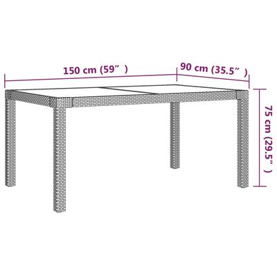 vidaXL 5 részes fekete polyrattan kültéri étkezőszett párnákkal