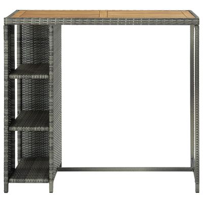 vidaXL szürke polyrattan bárasztal tárolópolccal 120 x 60 x 110 cm