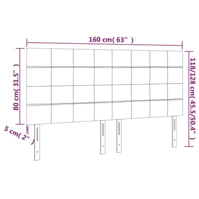 vidaXL 4 db fekete bársony fejtámla 80 x 5 x 78/88 cm