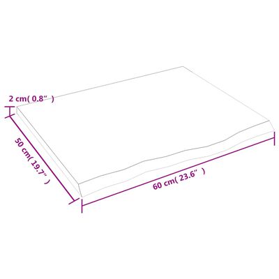 vidaXL sötétbarna kezelt tömör fa fürdőszobai pult 60x50x2 cm