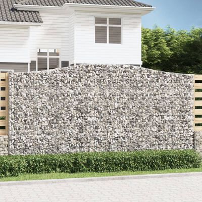 vidaXL 3 db íves horganyzott vas gabion kosár 400x50x200/220 cm