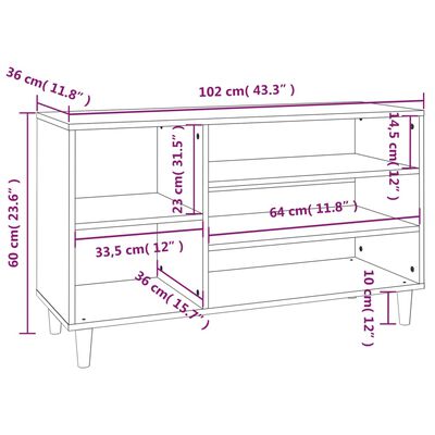 vidaXL sonoma tölgy színű szerelt fa cipőszekrény 102x36x60 cm