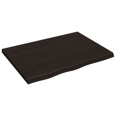 vidaXL sötétbarna kezelt tömör tölgyfa asztallap 80x60x(2-4) cm