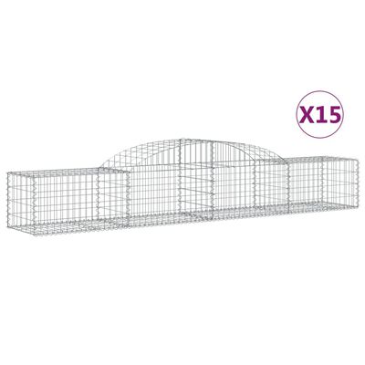 vidaXL 15 db íves horganyzott vas gabion kosár 300x50x40/60 cm