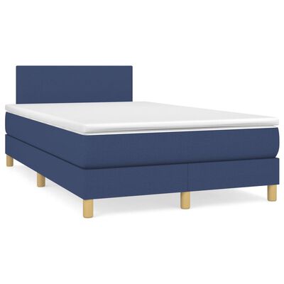 vidaXL kék szövet rugós ágy matraccal 120 x 200 cm