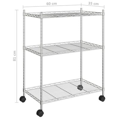 vidaXL 3 szintes króm tárolóállvány kerekekkel 150 kg 60 x 35 x 81 cm