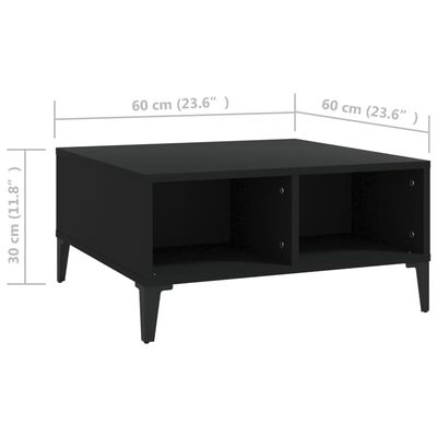 vidaXL fekete forgácslap dohányzóasztal 60 x 60 x 30 cm