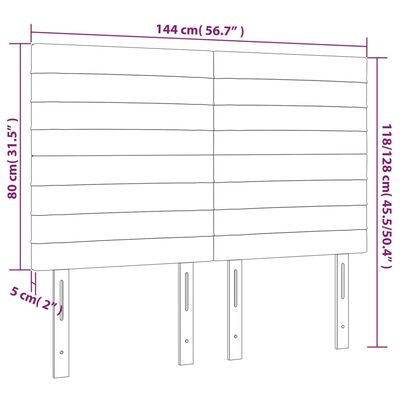 vidaXL sötétszürke bársony LED-es fejtámla 144x5x118/128 cm