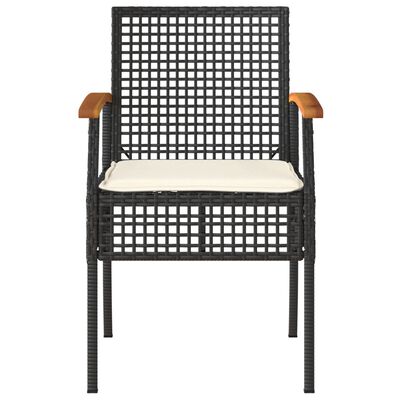vidaXL 4 db fekete polyrattan és akácfa kerti szék párnákkal