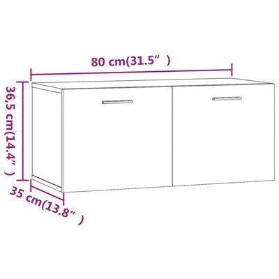 vidaXL magasfényű fehér szerelt fa faliszekrény 80 x 35 x 36,5 cm