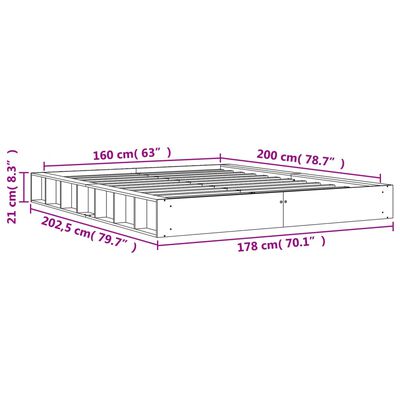 vidaXL viaszbarna tömör fenyőfa ágy matrac nélkül 160 x 200 cm