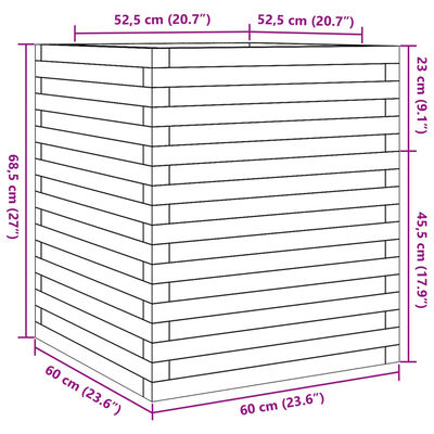 vidaXL impregnált fenyőfa kerti virágláda 60 x 60 x 68,5 cm