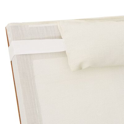 vidaXL fehér textilén és tömör nyárfa napozóágy párnával