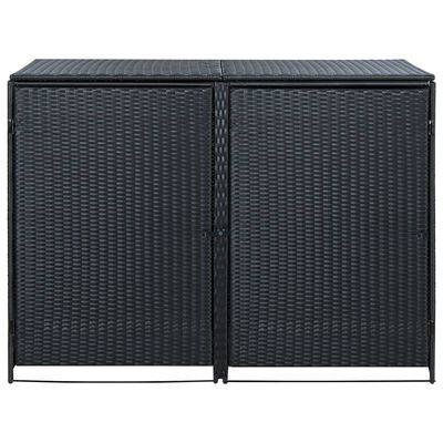 vidaXL fekete rattan dupla tároló gurulós kukához 148 x 80 x 111 cm