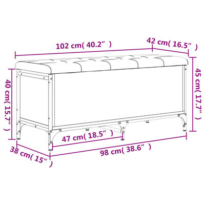 vidaXL szürke sonoma színű szerelt fa tárolópad 102 x 42 x 45 cm