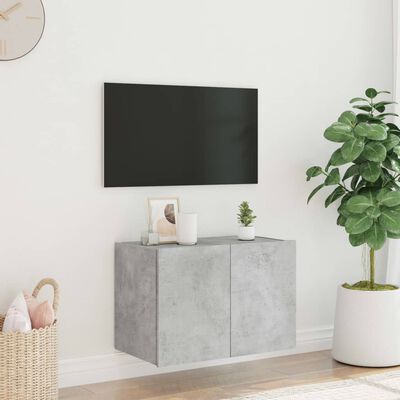 vidaXL betonszürke falra szerelhető TV-szekrény LED-del 60x35x41 cm